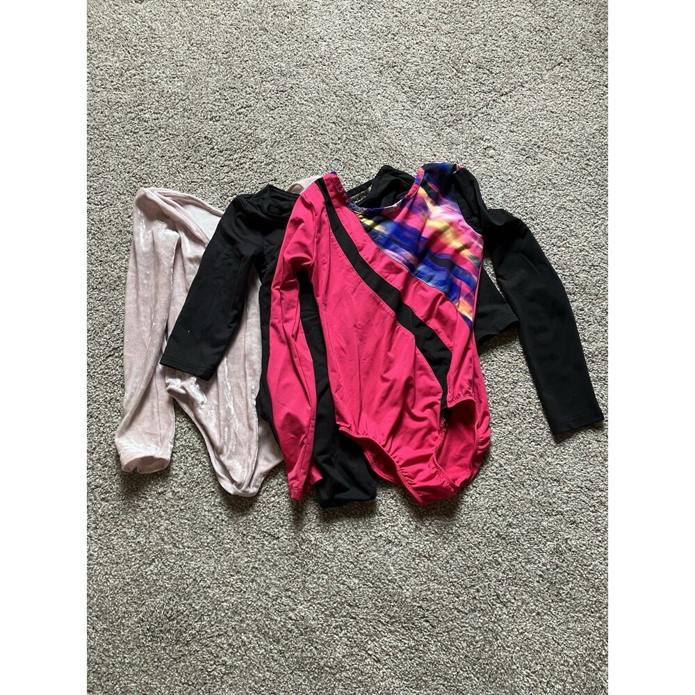 (Lot Of 3) Danskin Child Size Medium 7/8 Long Sleeve Dance Leotards